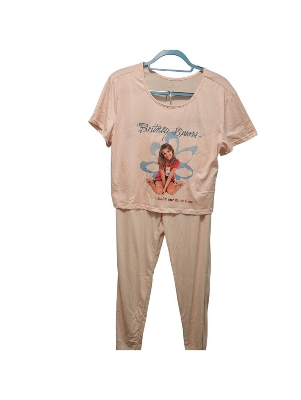 Britney Spears Pajama Jogger Set Pink Y2K Baby One More Time Large 2PC